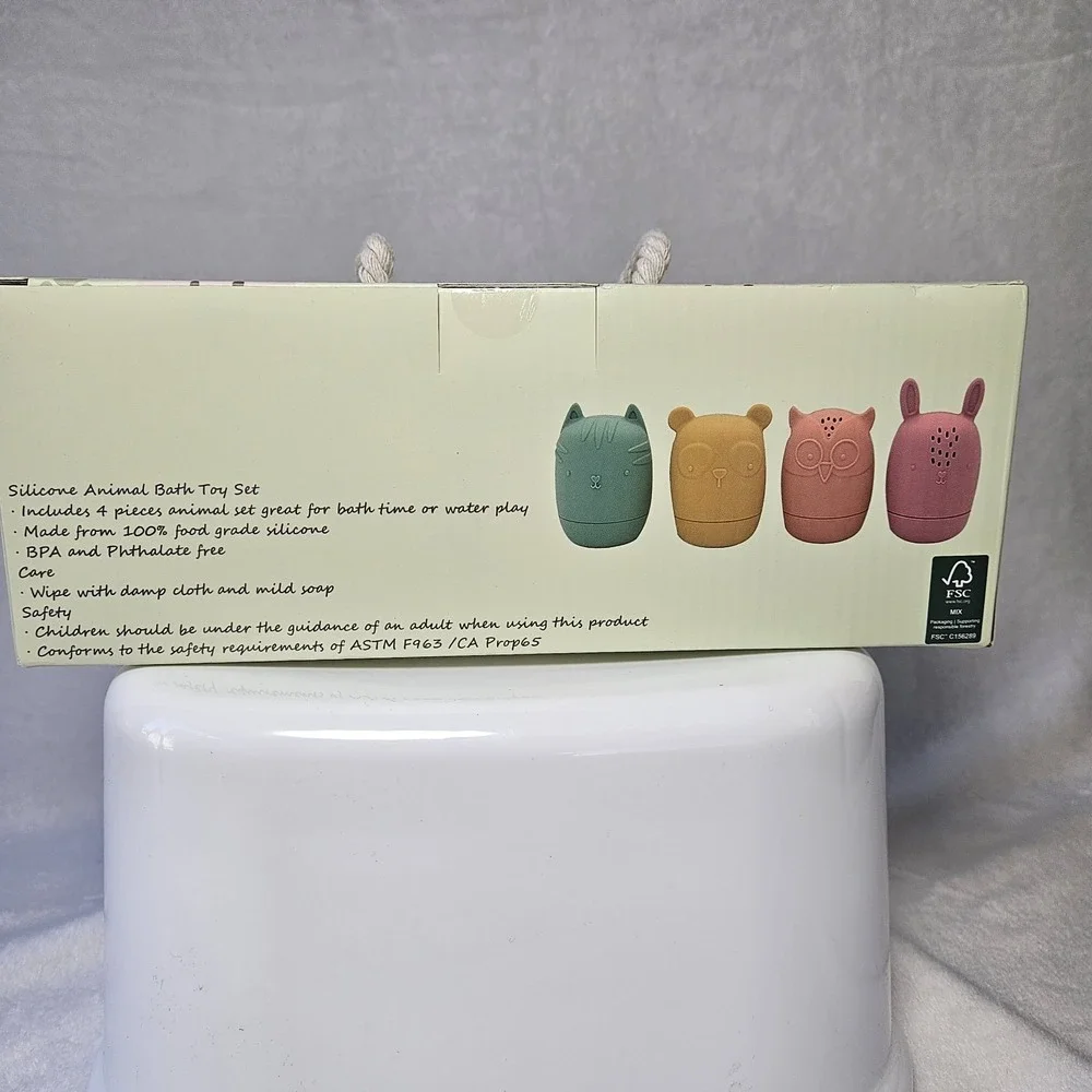 Charlie & Aria 4 Piece Silicone Animal Bath Toy Set Ages 0+